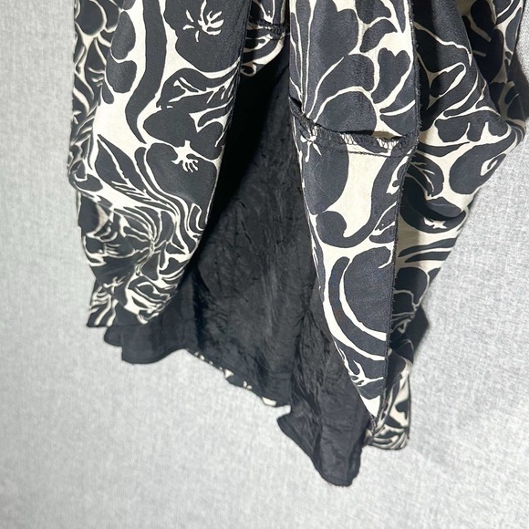 Anna Sui Pleated Black & White Floral Skirt Size 4 Women's Vintage - Picture 5 of 7